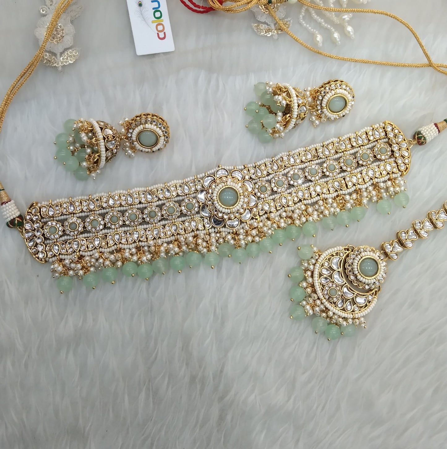 Kundan Choker Pista Jewelry Preeti Set