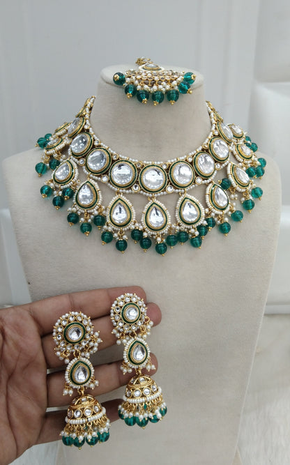 Rama Green Kundan Necklace  Jewelry Manpreet Set