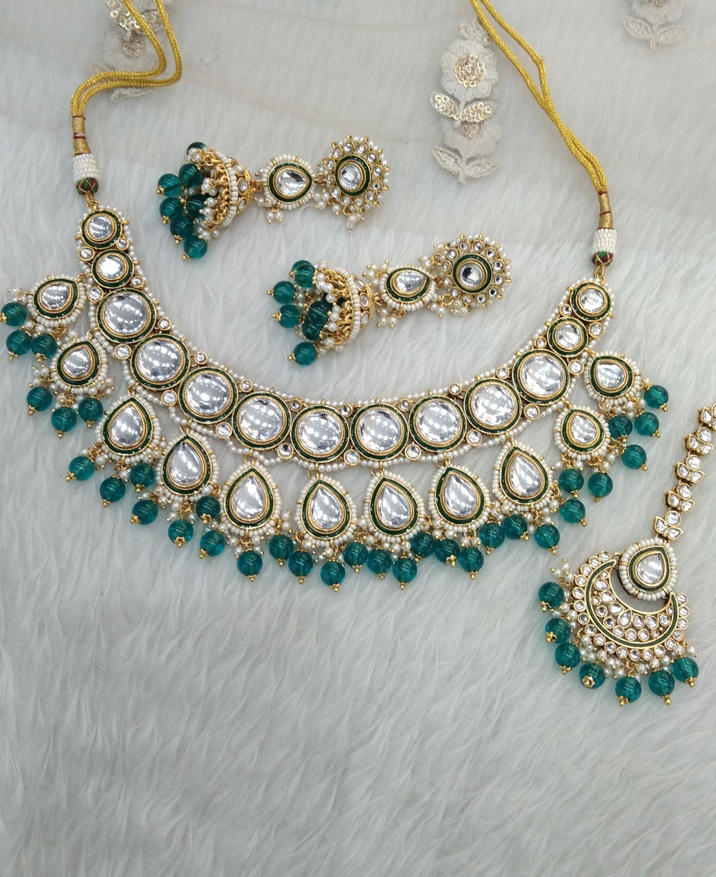 Rama Green Kundan Necklace  Jewelry Manpreet Set