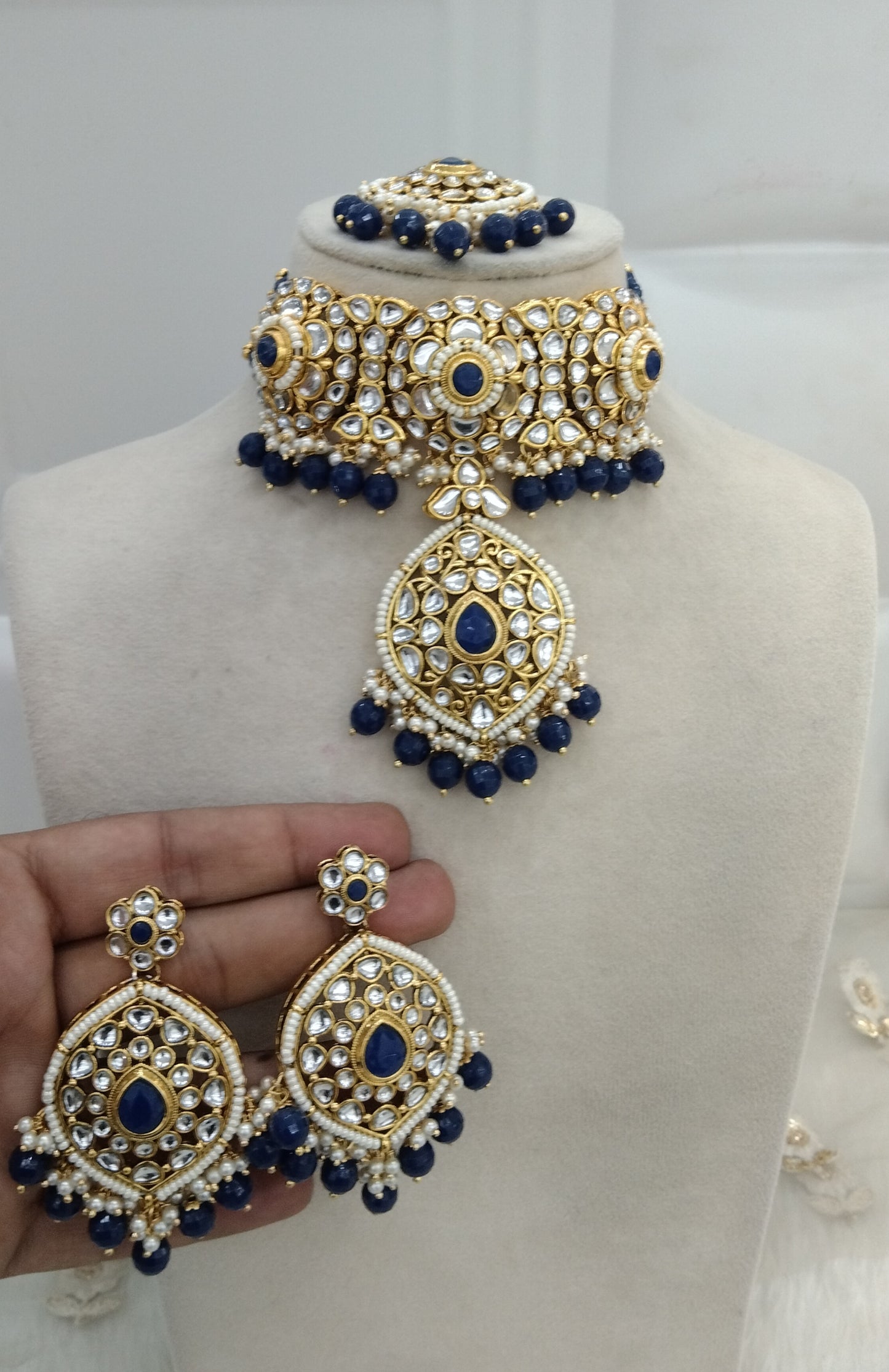 Blue Kundan Choker  Jewelry Ram Set
