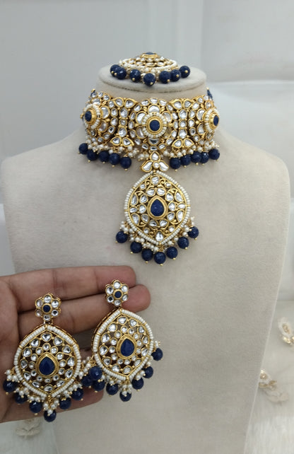 Blue Kundan Choker  Jewelry Ram Set