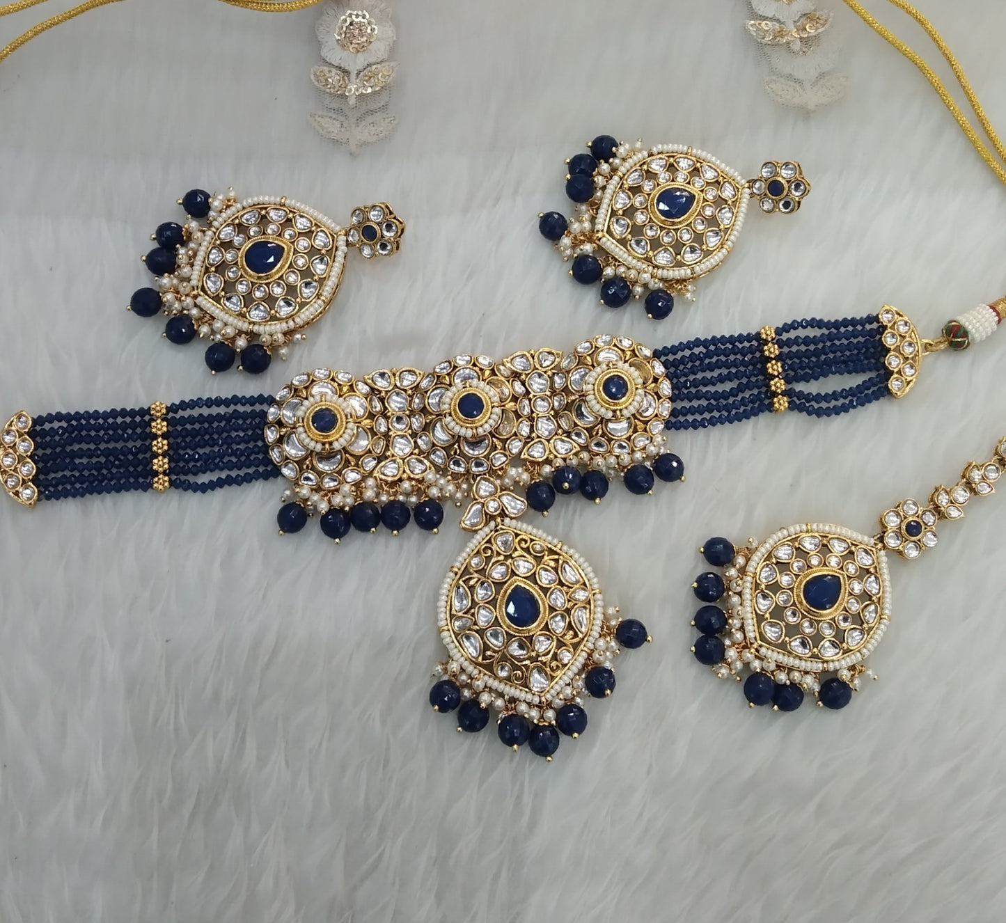Blue Kundan Choker  Jewelry Ram Set
