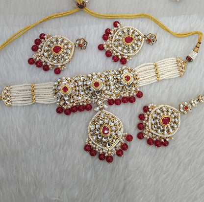Red Kundan Choker  Jewelry Ram Set
