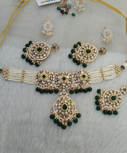 Green Kundan Choker  Jewelry Ram Set