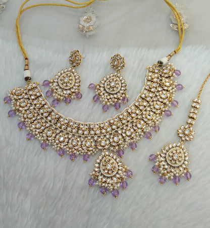 Lavender Kundan Necklace Jewellery Anu  Set