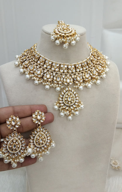 White Kundan Necklace Jewellery Anu  Set
