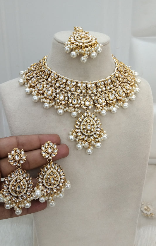 White Kundan Necklace Jewellery Anu  Set