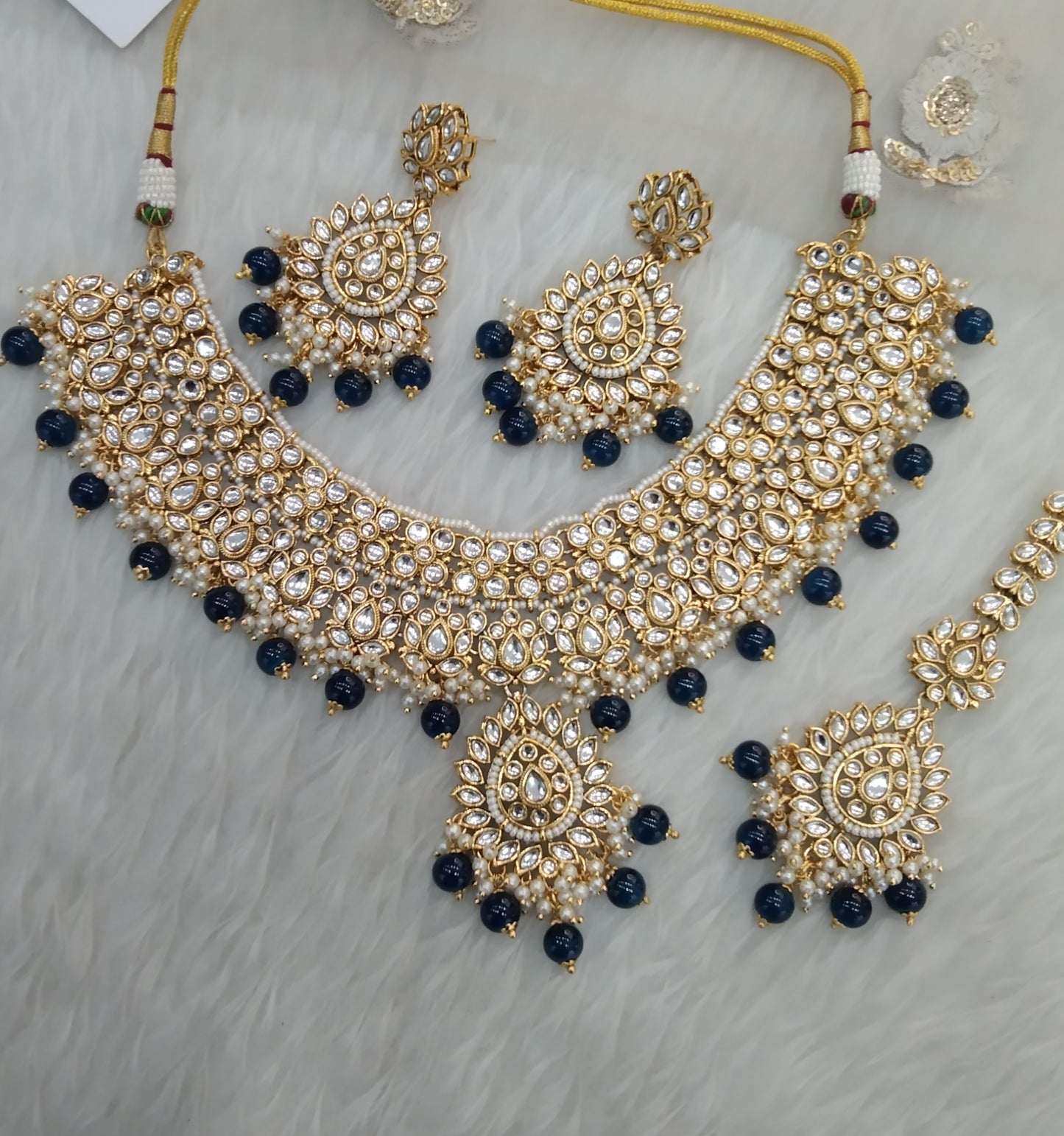 Blue Kundan Necklace Jewellery Anu  Set