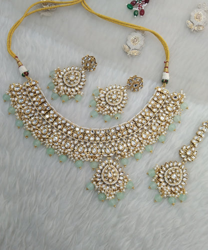 Pista Kundan Necklace Jewellery Anu  Set