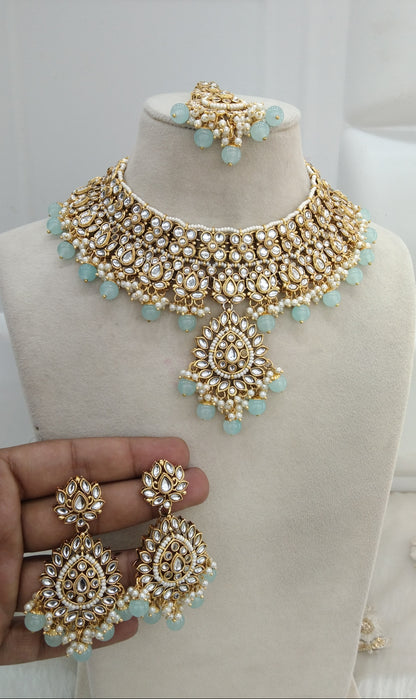 Sae Green Kundan Necklace Jewellery Anu  Set