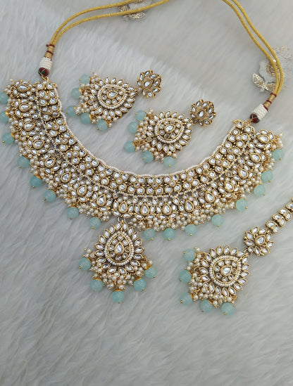 Sae Green Kundan Necklace Jewellery Anu  Set