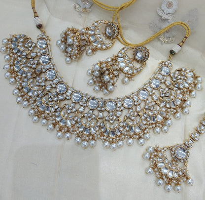 White Kundan Necklace Jewellery Lash  Set