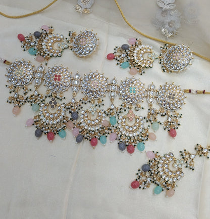 Multi Color Kundan Necklace Jewellery Eric Set