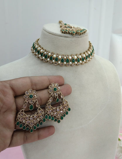 Green Necklace Set Indian jewellery Ritu set