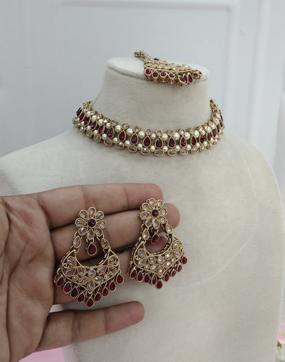 Maroon Necklace Set Indian jewellery Ritu set