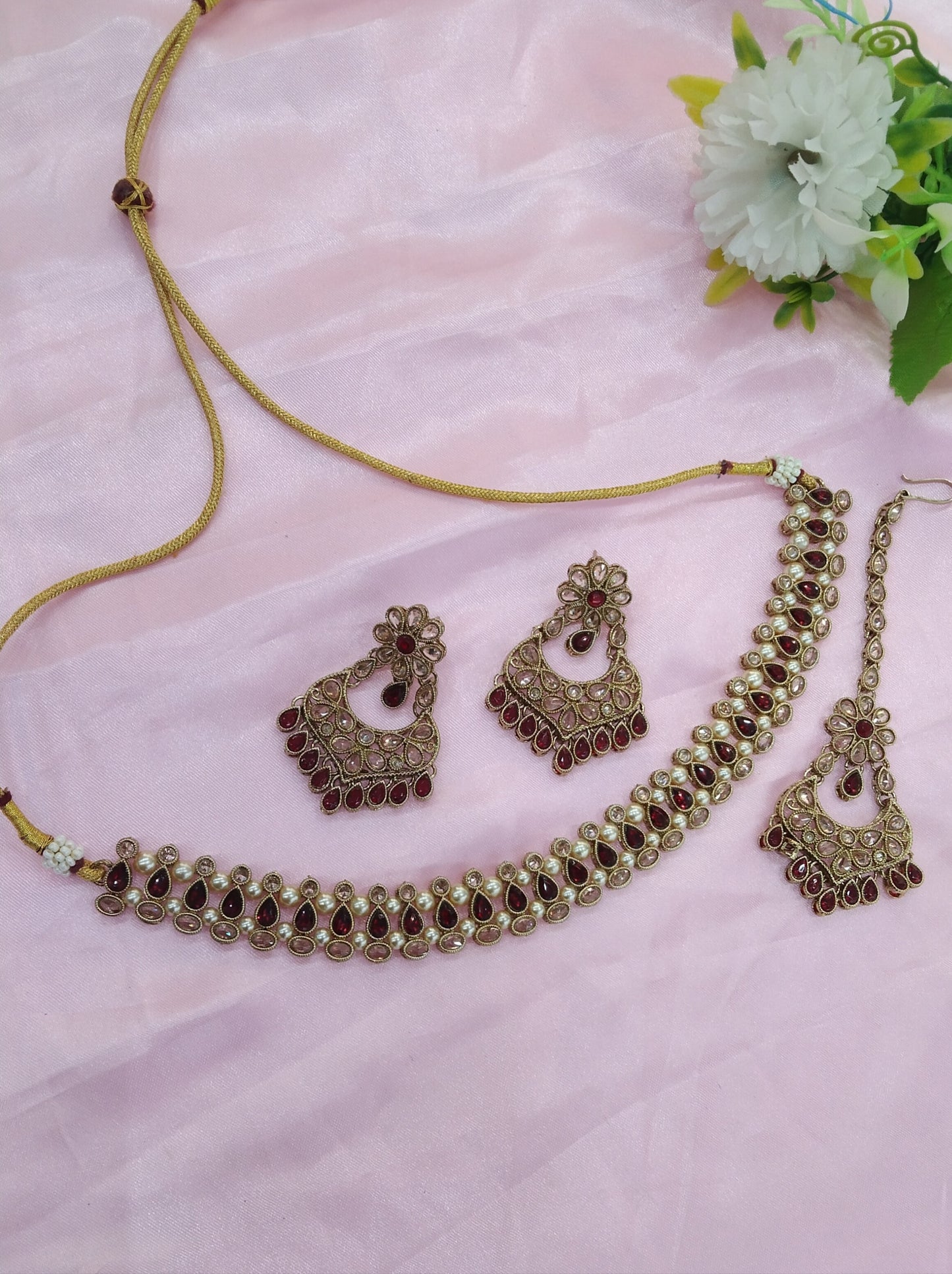 Maroon Necklace Set Indian jewellery Ritu set