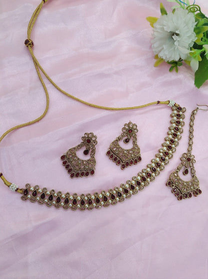 Maroon Necklace Set Indian jewellery Ritu set