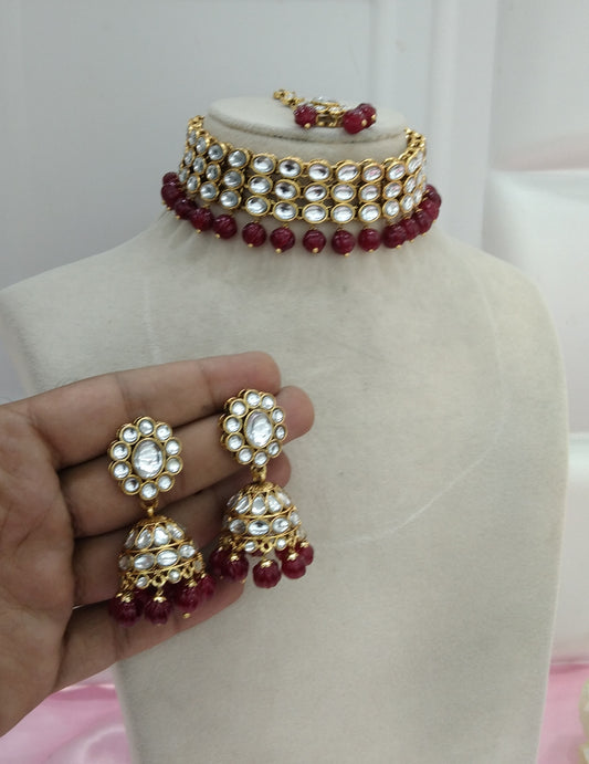 Ruby Kundan Choker Jewellery wide Set