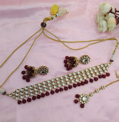 Ruby Kundan Choker Jewellery wide Set