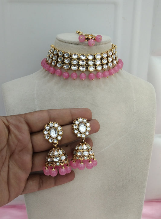 Gaajri Kundan Choker Jewellery wide Set