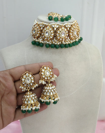 Green Kundan Choker Jewellery Wamil Set