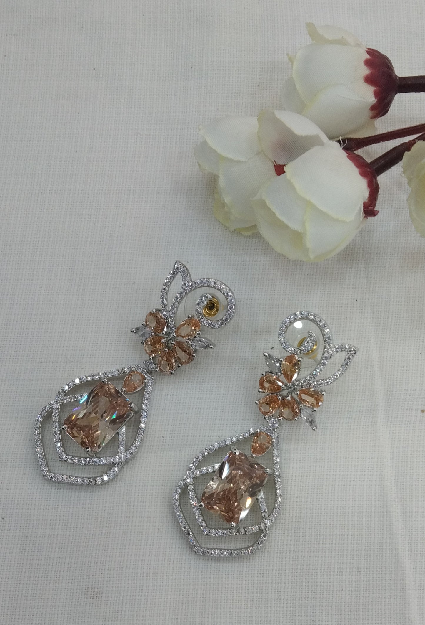 Gold Silver Cz American Diamond Earrings Kiran Jewellery Online
