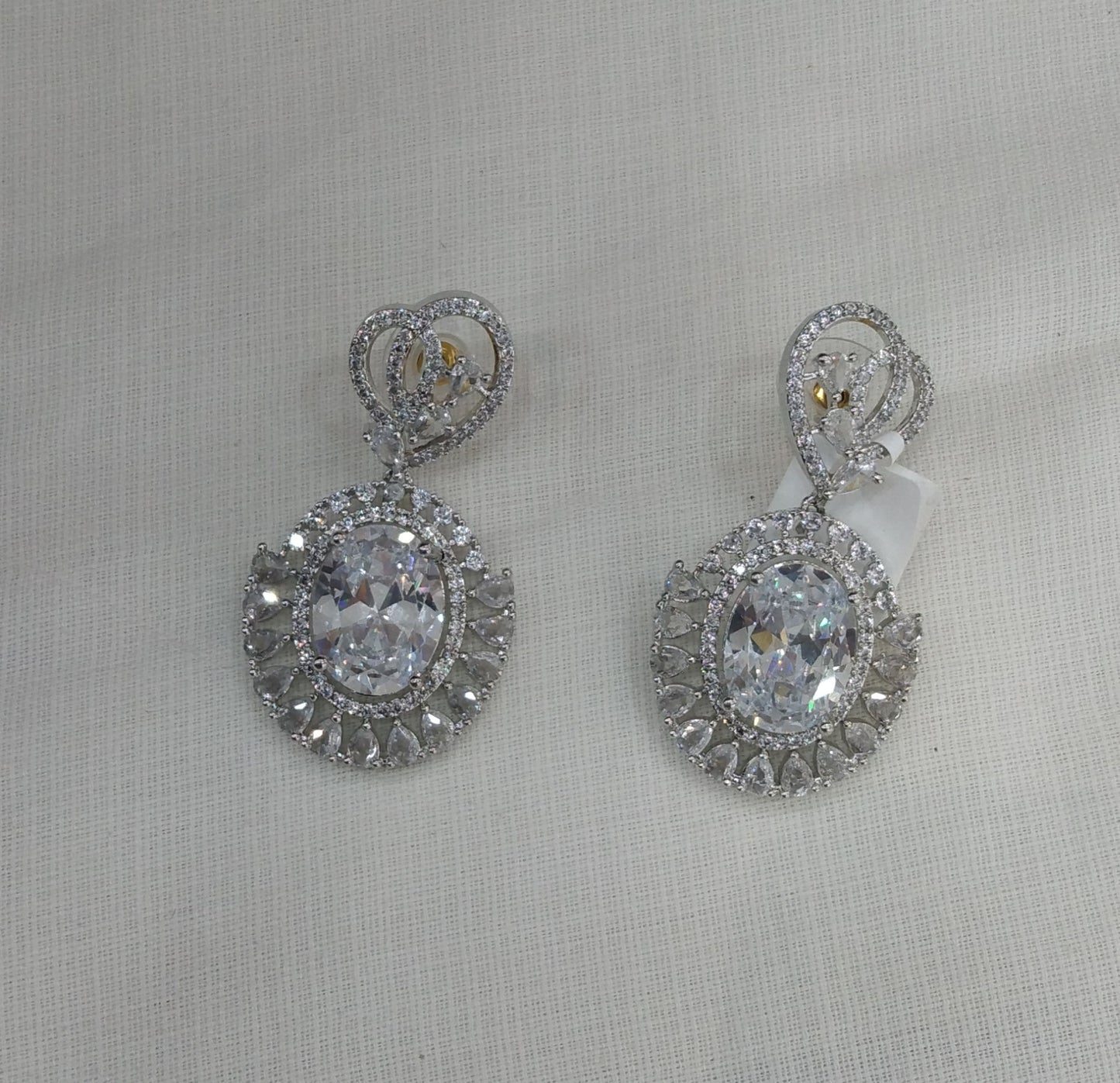 Silver Cz American Diamond Earrings Kiran Jewellery Online
