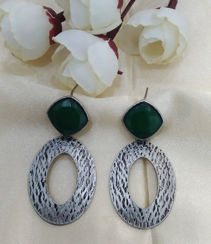 Green Oxidized Metal Shalu Bollywood Earrings Jewellery