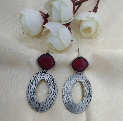 Majenta Oxidized Metal Shalu Bollywood Earrings Jewellery