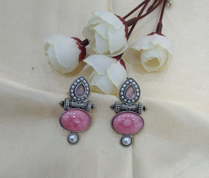 Pink Oxidized Metal Shalu Bollywood Earrings Jewellery