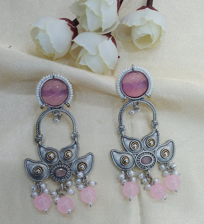 Pink Oxidized Metal Shalu Bollywood Earrings Jewellery