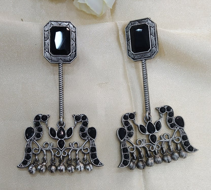 Black Oxidized Metal Shalu Bollywood Earrings Jewellery