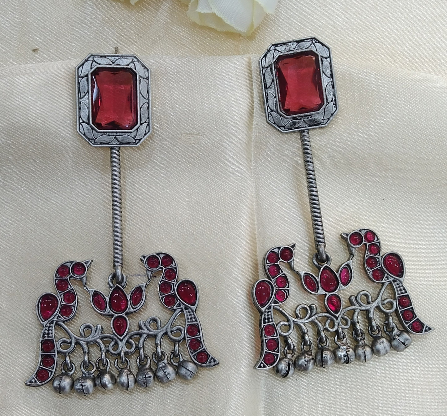 Majenta Oxidized Metal Shalu Bollywood Earrings Jewellery