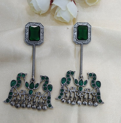 Green Oxidized Metal Shalu Bollywood Earrings Jewellery