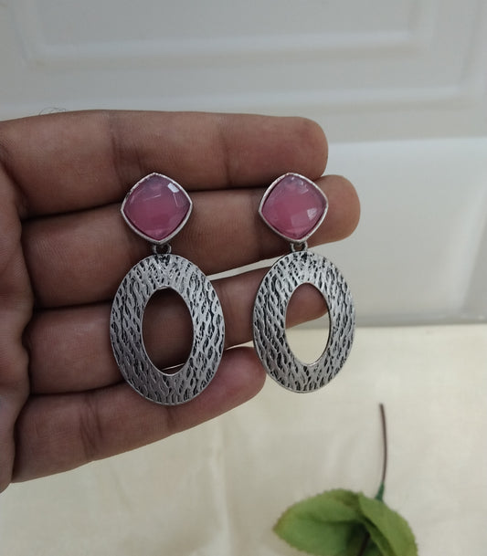 Pink Oxidized Metal Shalu Bollywood Earrings Jewellery