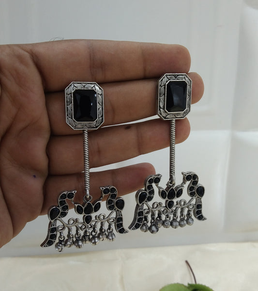 Black Oxidized Metal Shalu Bollywood Earrings Jewellery