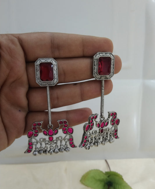 Majenta Oxidized Metal Shalu Bollywood Earrings Jewellery