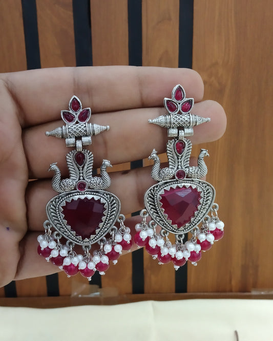 Majenta Oxidized Metal Shalu Bollywood Earrings Jewellery