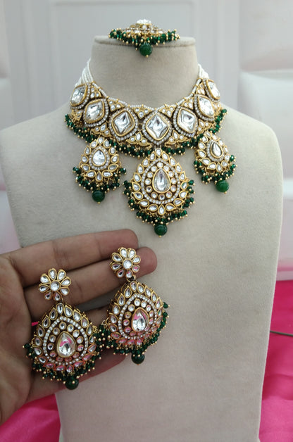 Green KundanNecklace Jewellery Ruby Set