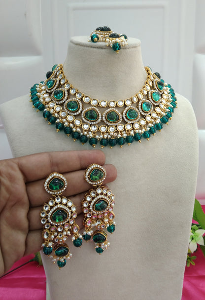 Rama Green Kundan Necklace Jewellery Ehimay Set