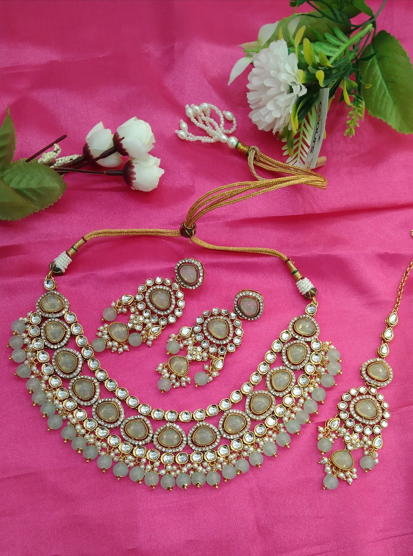 Pista Kundan Necklace Jewellery Ehimay Set