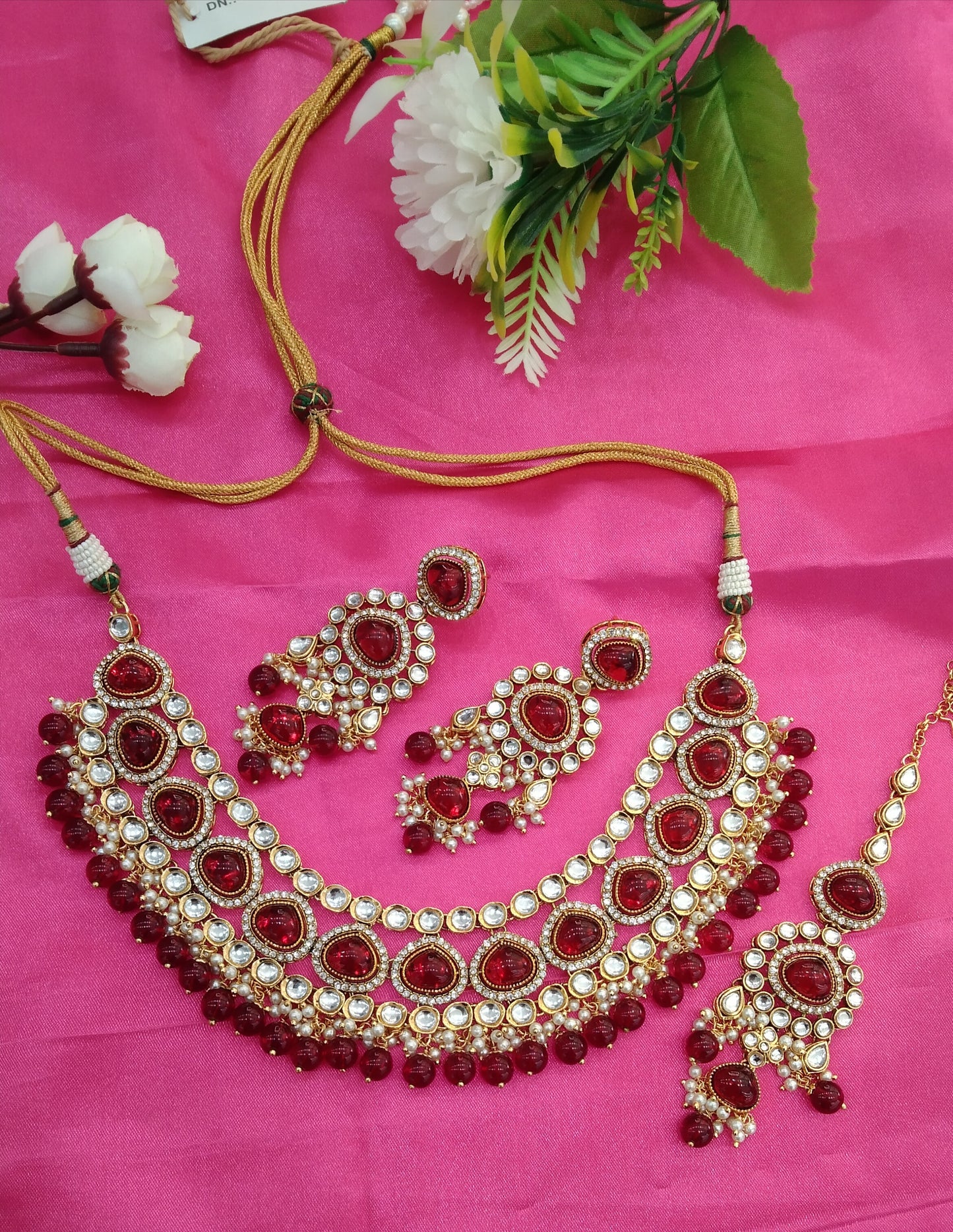 Maroon  Kundan Necklace Jewellery Ehimay Set
