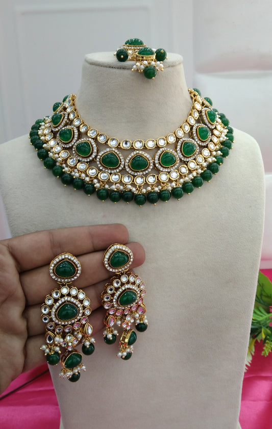 Green  Kundan Necklace Jewellery Ehimay Set