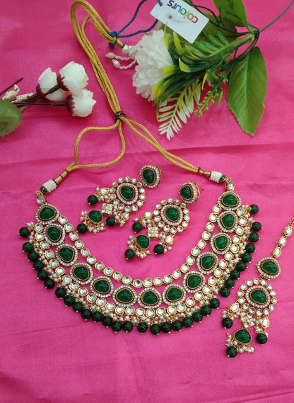 Green  Kundan Necklace Jewellery Ehimay Set