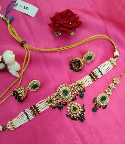 Green Kundan Choker Jewellery Farhat Set