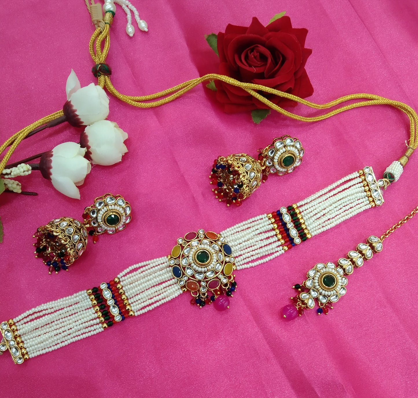 Multi Colur  Kundan Choker Jewellery Faaz Set