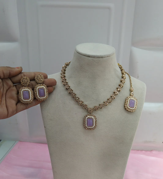 Lavender Necklace Jewellery Rishi Set