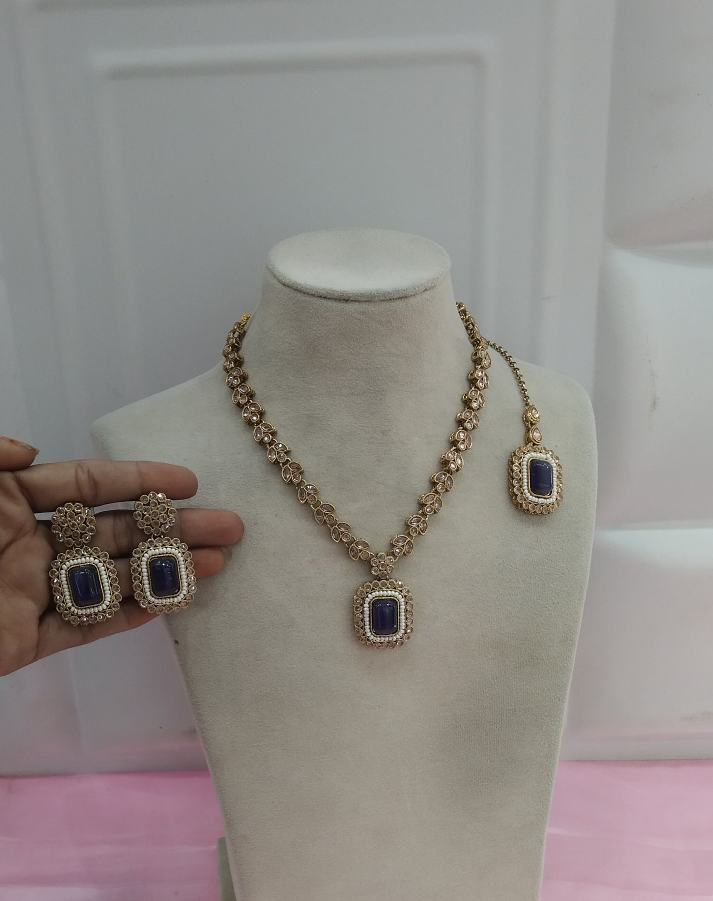Purple Necklace Jewellery Rishi Set