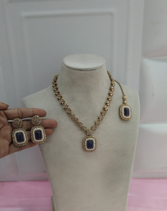 Purple Necklace Jewellery Rishi Set