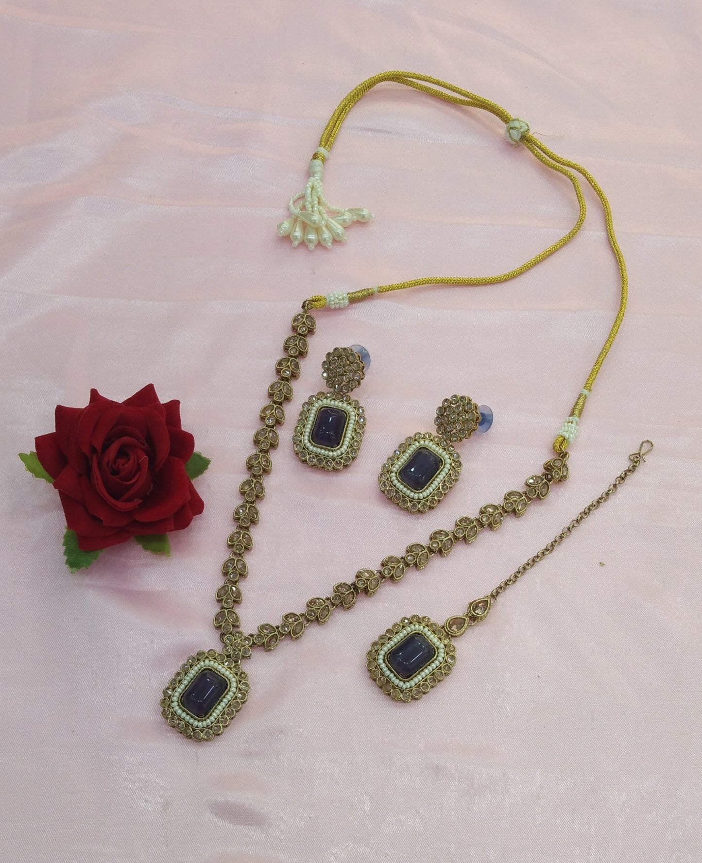Purple Necklace Jewellery Rishi Set